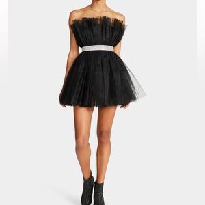 Betsey Johnson Showstopper Tulle Mini Black Strapless Cocktail Dress Homecoming